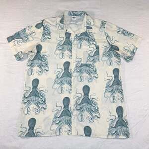 For You Dude 2021 Vintage Nautical Octopus Print Short Sleeve Hawaiian Camp Shir